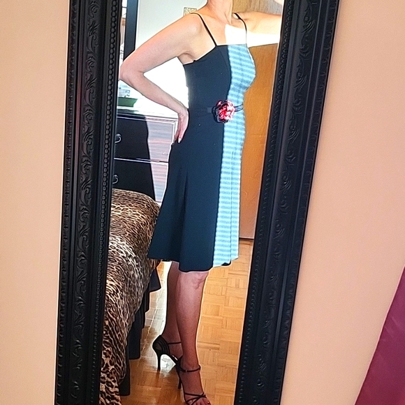 SALE! Cocktail Dress, Black, Spaghetti Strap, Stretch, A-line, Rosette, 6 - Picture 8 of 15